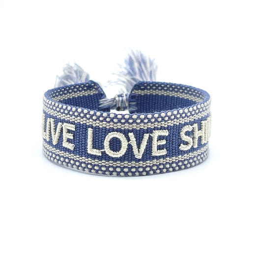 LIVE LOVE SHINE statement bracelet woven, embroidered