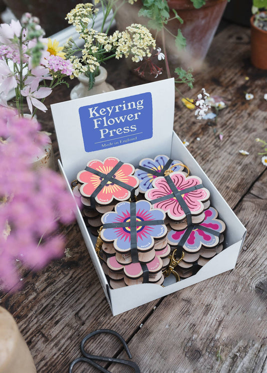Keyring Flower Press - Pinks & Blues