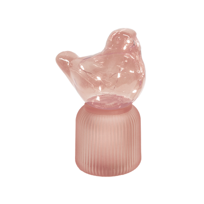 LED decorative bird, pink, battery-operated, L12.5 x W8.5 x H18.5 cm