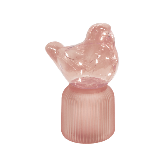 LED decorative bird, pink, battery-operated, L12.5 x W8.5 x H18.5 cm
