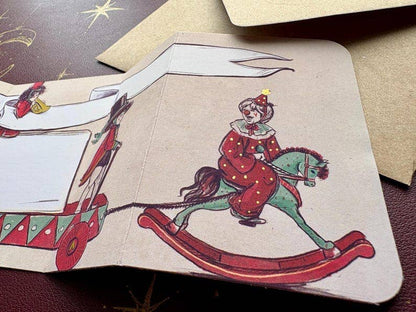 Vintage Circus Celebration Fold out Greeting Card for all occasions