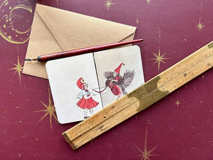 Merry Birthday - Vintage inspired fold out Christmas Birthday Card