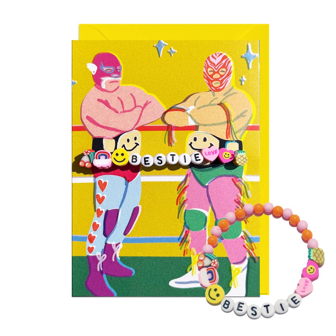BESTIE LUCHA, BESTIE BRACELET, PALE PINK ENVELOPE Card