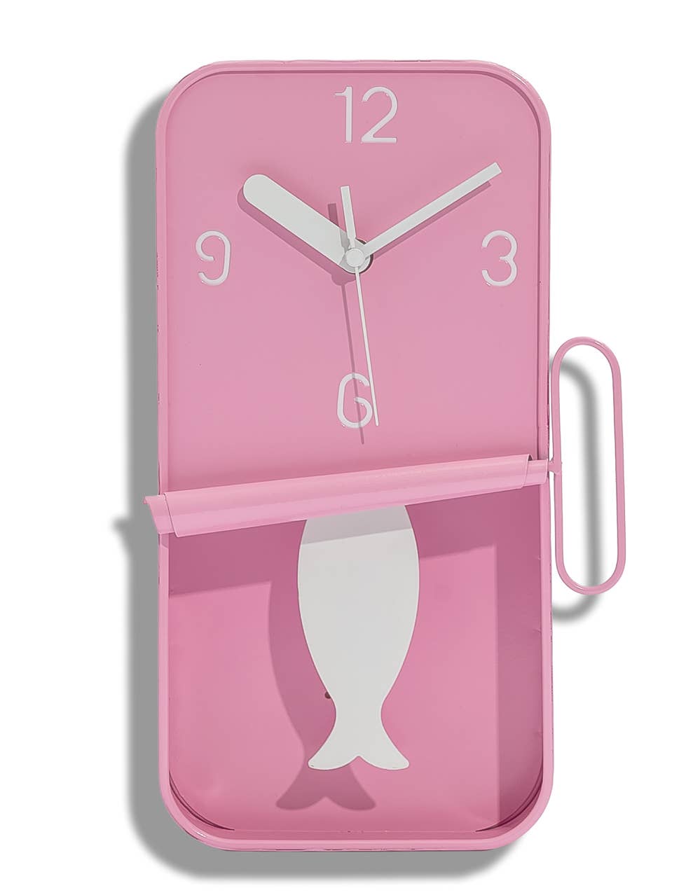 Pink Metal Sardine Tin Pendulum Wall Clock