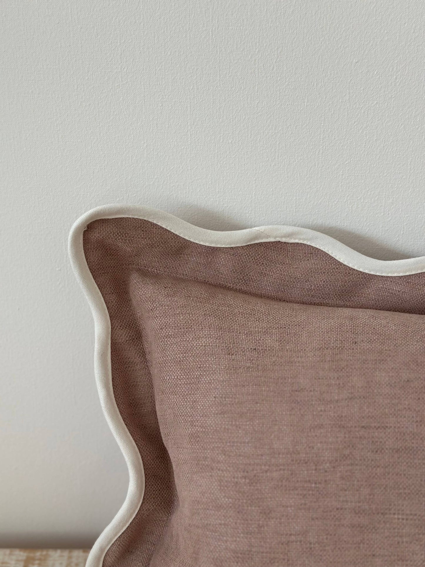 Chloe Dusty Pink Scalloped Edge Bolster Cushion Cover 80x30