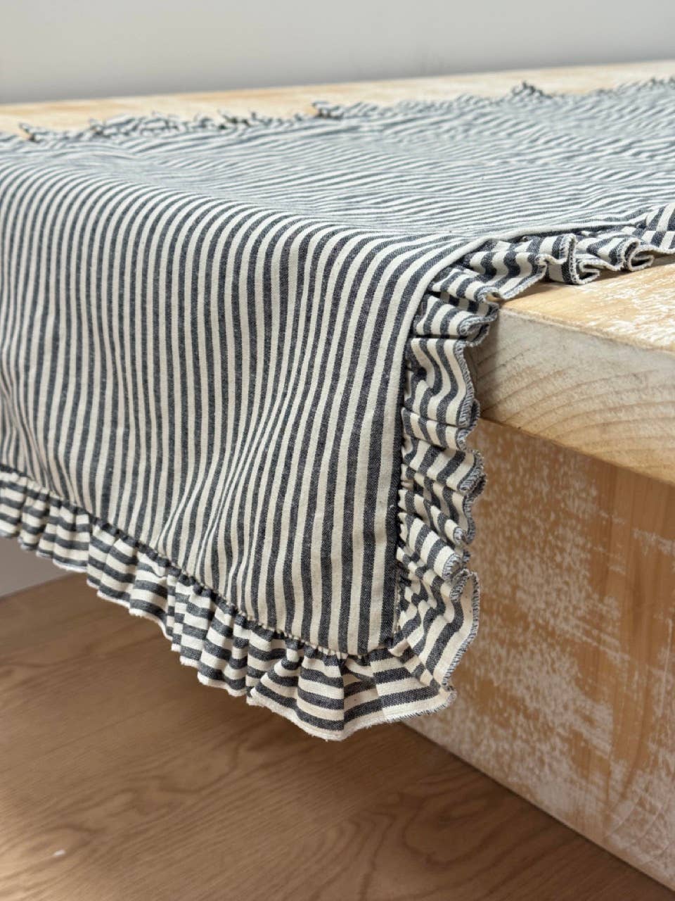Navy Stripe Ruffle Table Runner