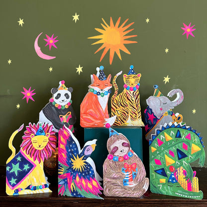 'Party Tiger Die-Cut' Greetings Card