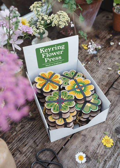 Keyring Flower Press - Greens & Yellows