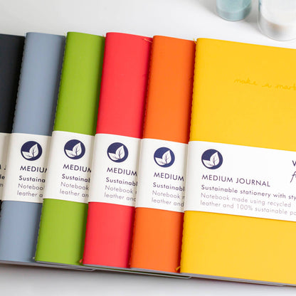 Notebook Recycled Leather Medium Journal - Yellow