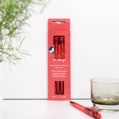 Pens Recycled Drinks Bottle Make a Mark - Red