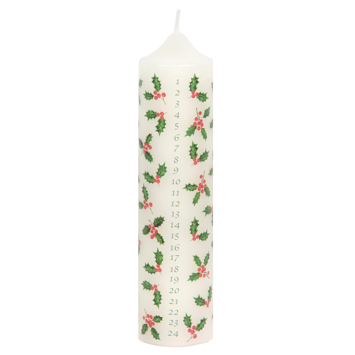 Botanical Holly Advent Pillar Candle