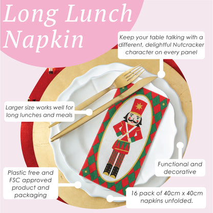 Botanical Nutcracker Long Lunch Napkin 15Pk