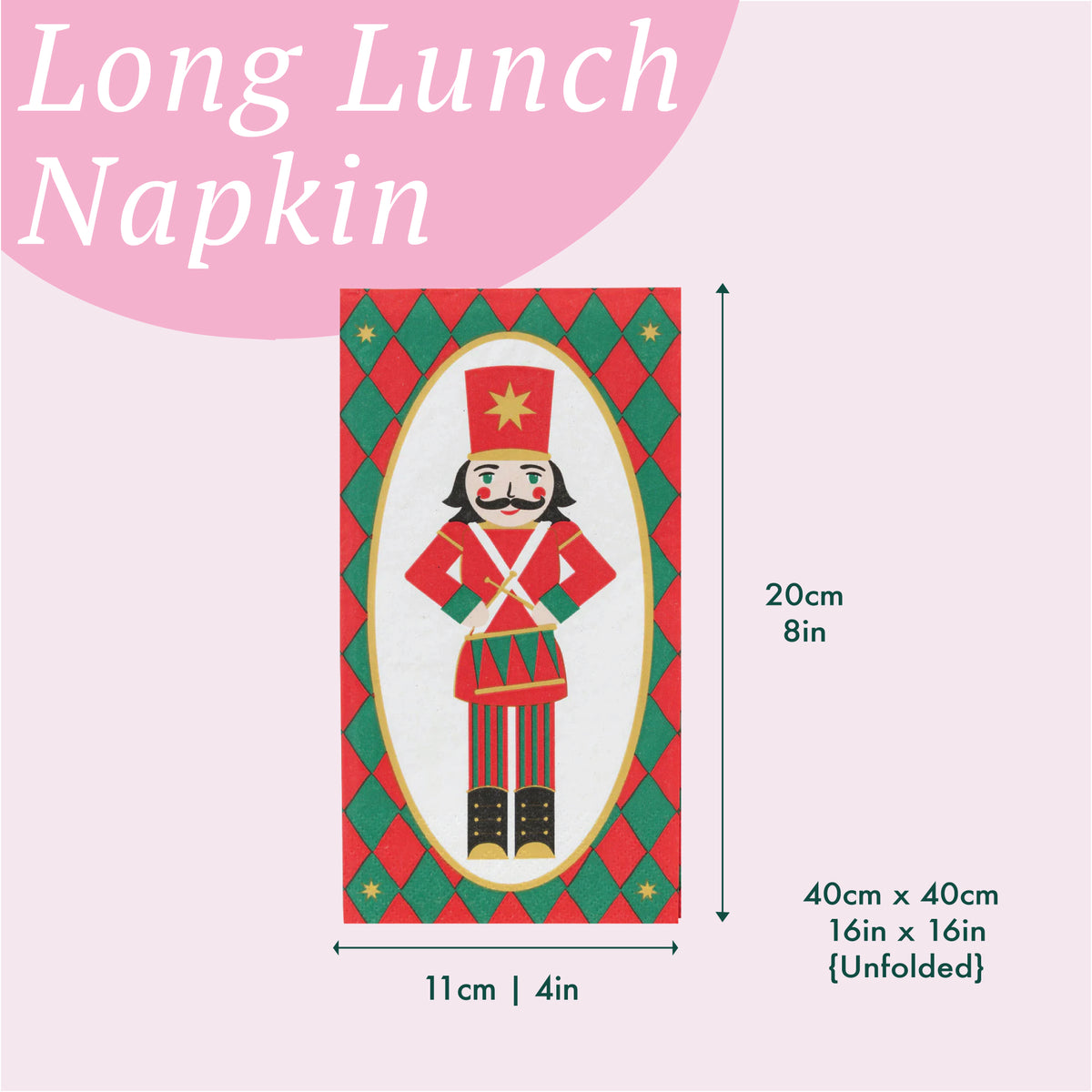 Botanical Nutcracker Long Lunch Napkin 15Pk