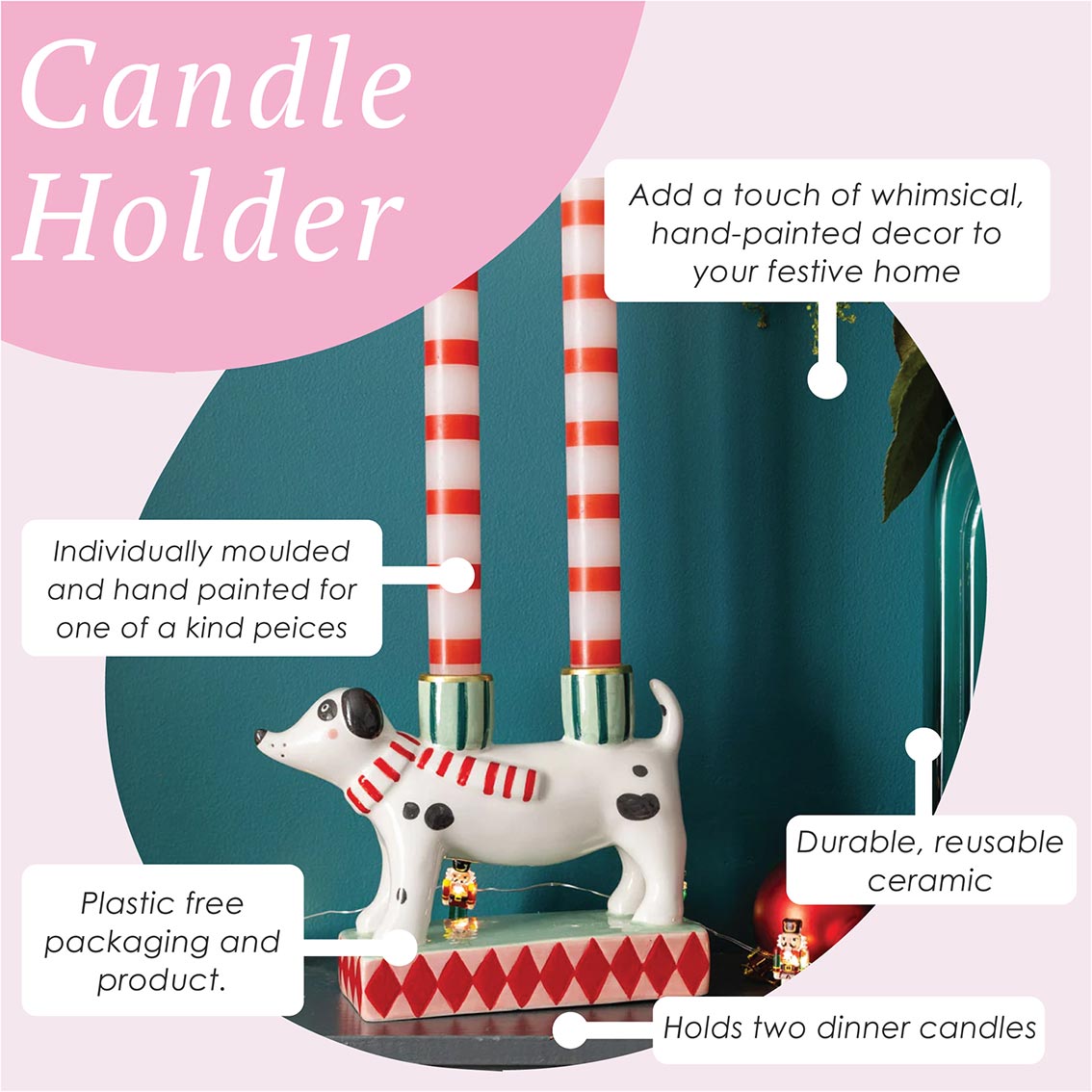 Dog Ceramic Candle Holder