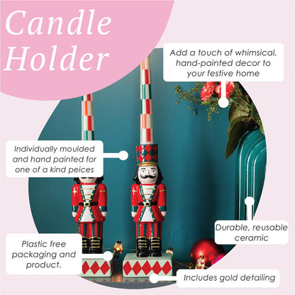Nutcracker Ceramic Candle Holder