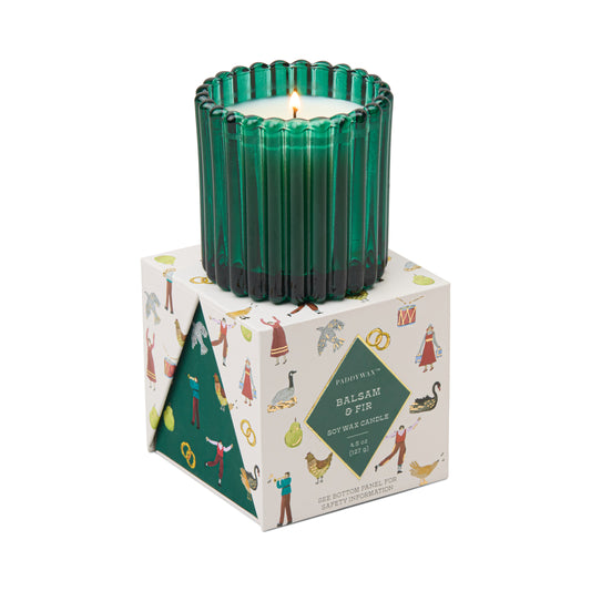 Paddywax Christmas Ribbed Glass Balsam Fir Candle