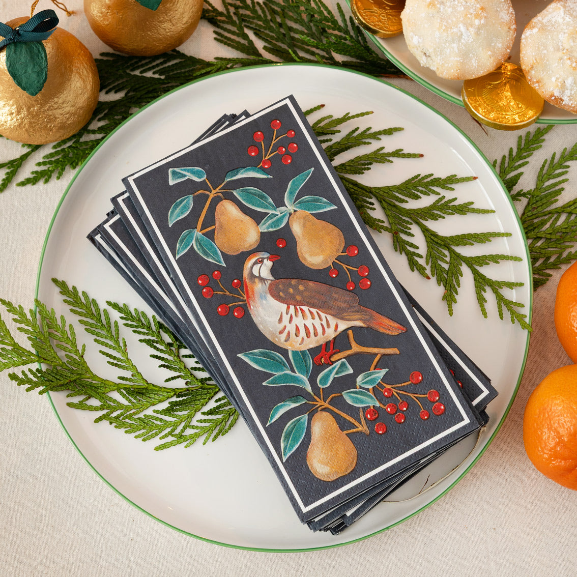 Partridge & Pear Long Lunch Napkins 16k