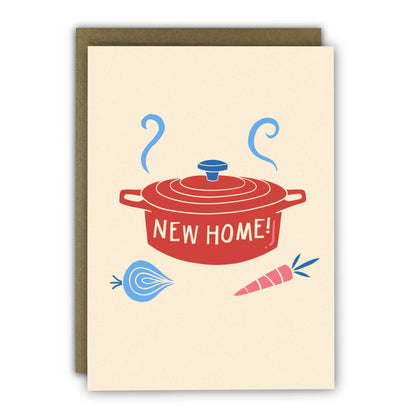 Housewarming Card “New Home”  Retro Red Casserole Dish