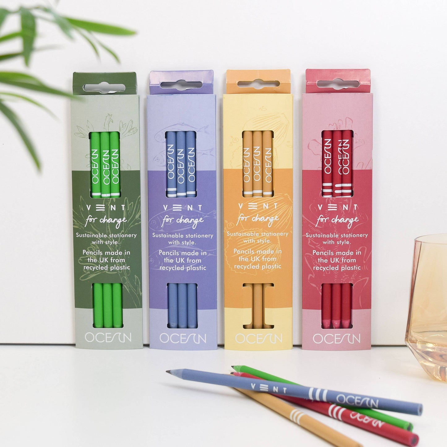 Pencils Pack of 3 recycled - OCEAN Coral Pink