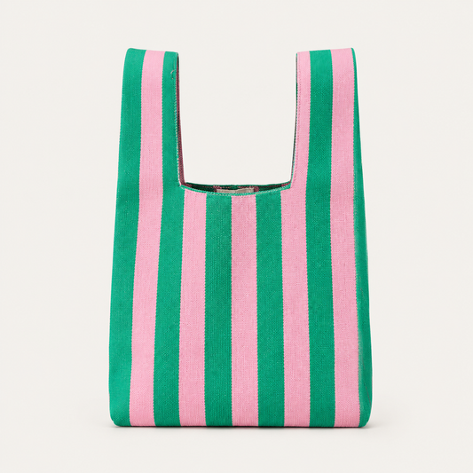 Candy Stripe Knitted Reusable Market Bag-Tote Bag-Giftable