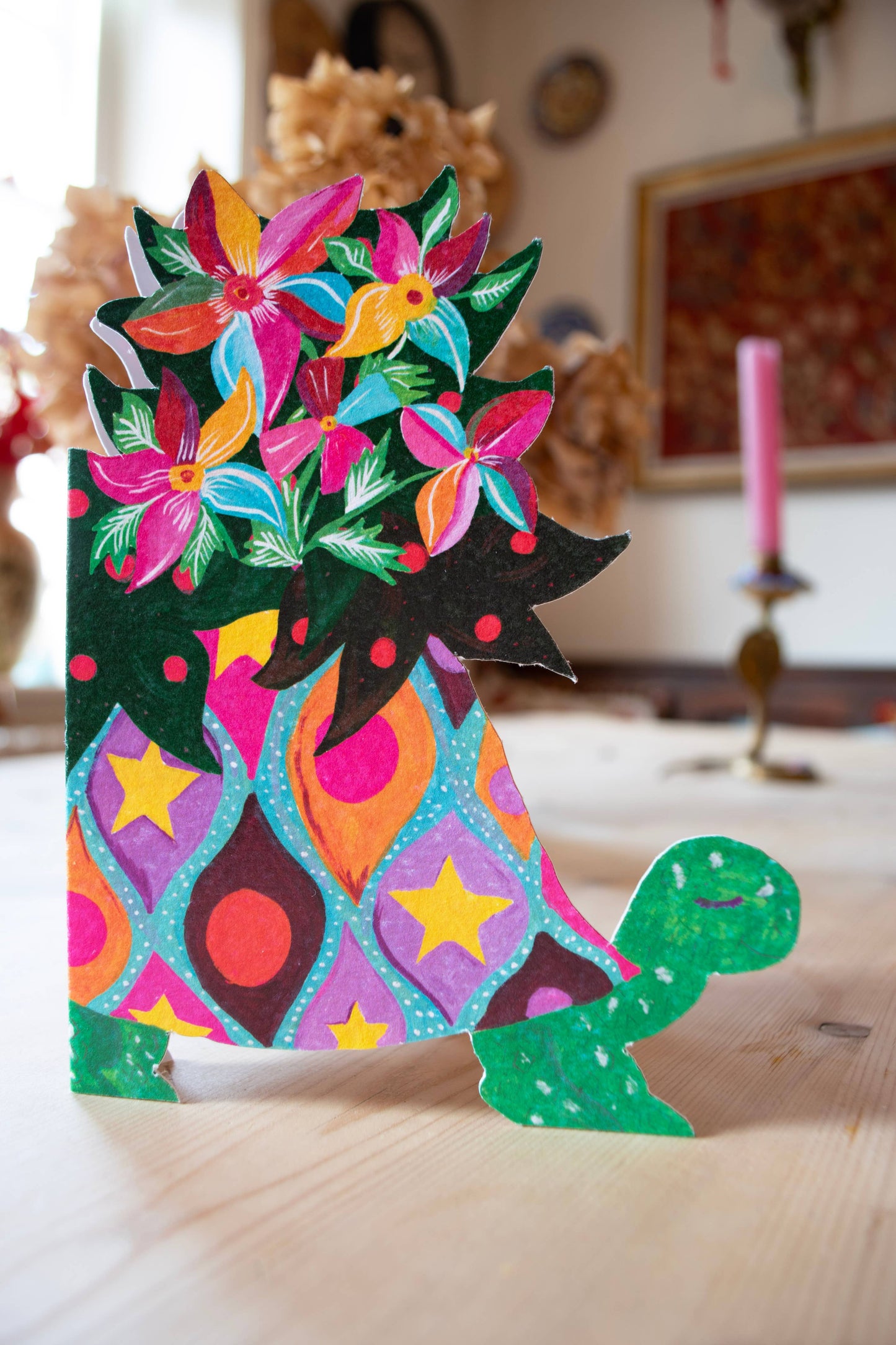 'Tortoise Parade' Die-Cut Greetings Card