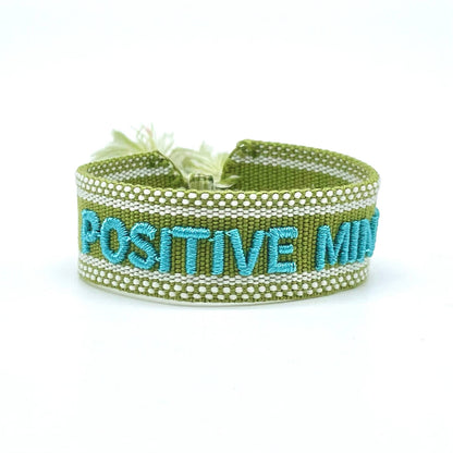 POSITIVE MIND statement bracelet woven, embroidered