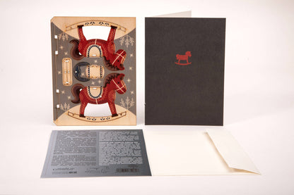 Rocking horse 3D deco greeting card