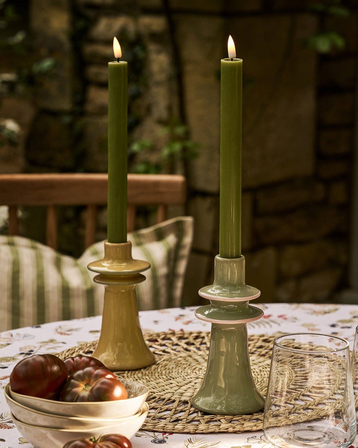 Stoneware Candlestick Holder - Mustard