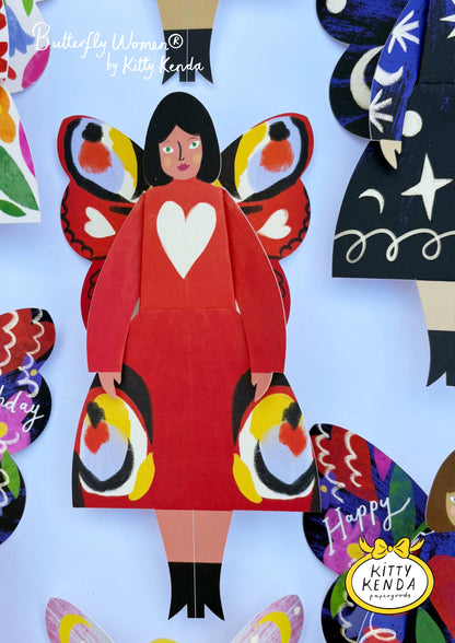 Butterfly Woman Sitting Greeting Card - Peacock
