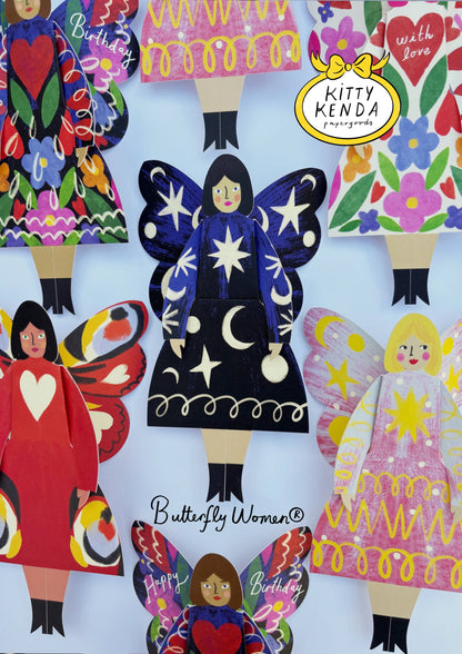 Butterfly Woman Sitting Greeting Card - Stardust