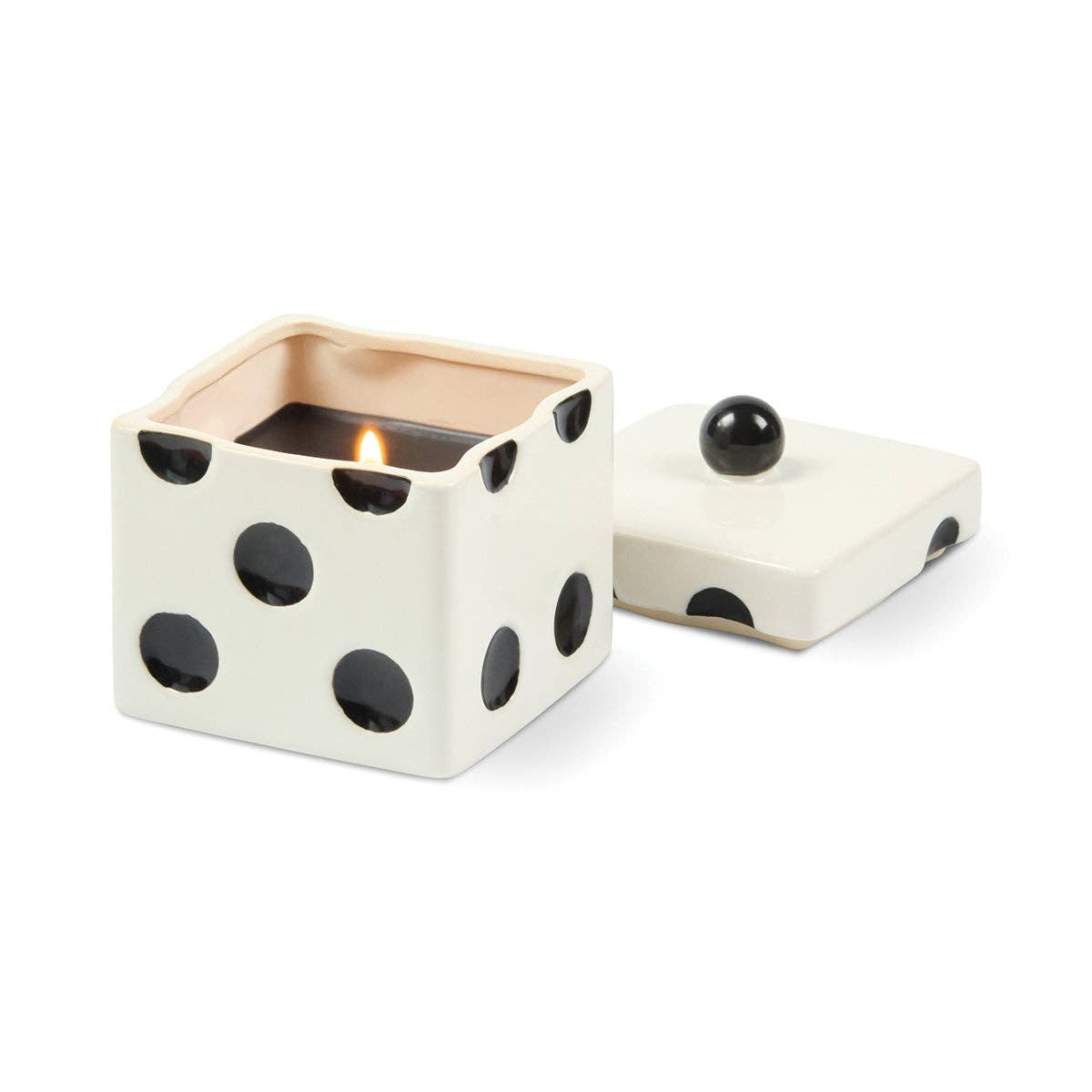 Paddywax Lucky Dice 10oz/283g Ceramic Black Wax Candle - Lava Stone