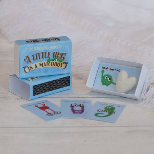A Blue Little Hug Wool Felt Heart In A Matchbox