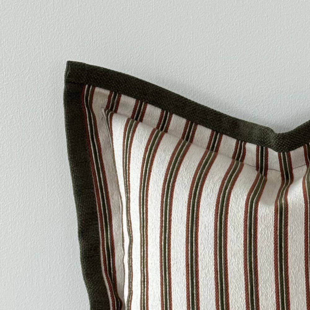 Fleur Olive and Terracotta Stripe Cushion Cover