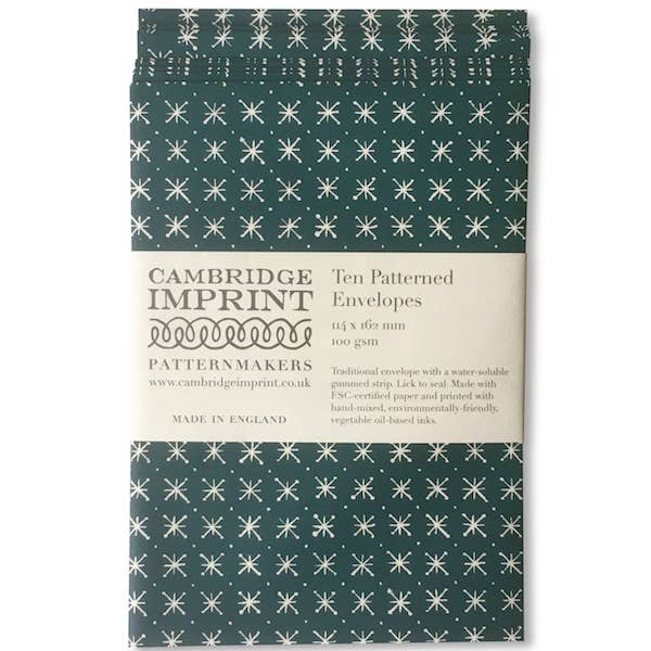 Packet of Ten Patterned Envelopes Little Stars Petrol