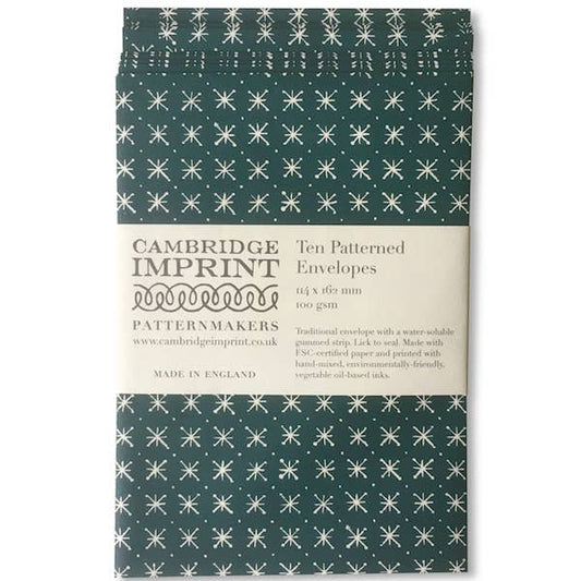 Packet of Ten Patterned Envelopes Little Stars Petrol