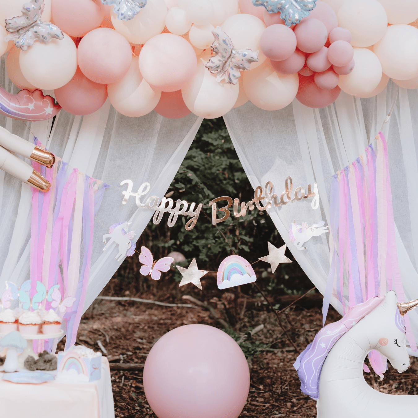 Partydeco Unicorn Party Happy Birthday Garland