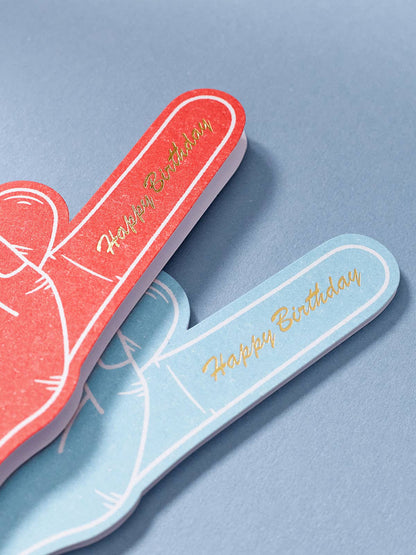 Blue Happy Birthday Card | Die Cut Foam Finger | Fan Fare