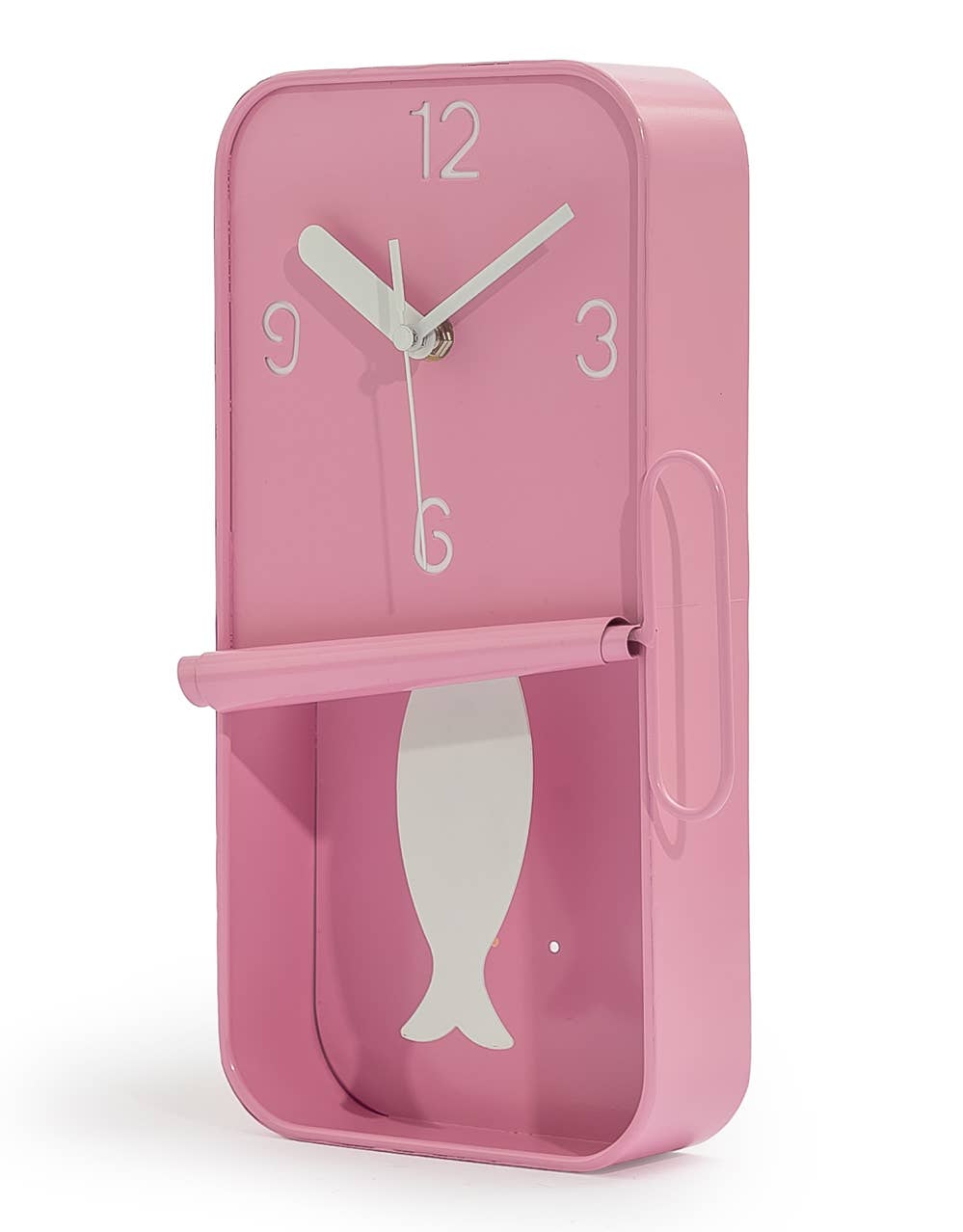 Pink Metal Sardine Tin Pendulum Wall Clock