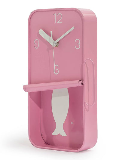 Pink Metal Sardine Tin Pendulum Wall Clock