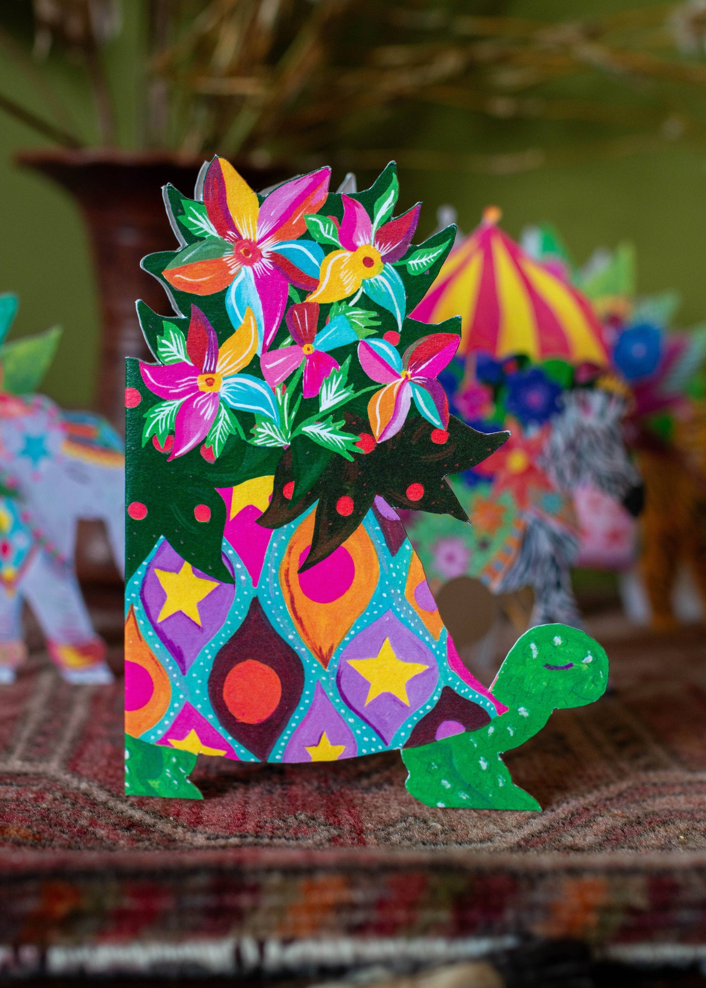 'Tortoise Parade' Die-Cut Greetings Card