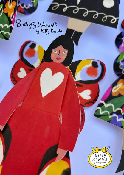 Butterfly Woman Sitting Greeting Card - Peacock