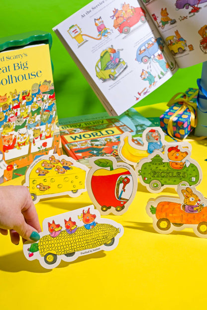 Lowly Worm Apple Car - Die-cut Card by Richard Scarry