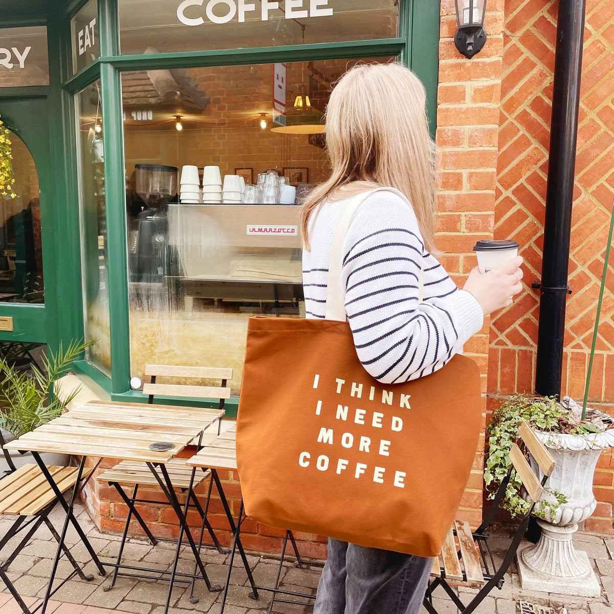 I Think I Need More Coffee - Tan Tote Bag