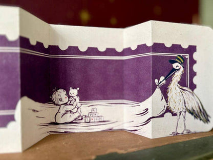 Handmade Stork New Baby Card: Vintage-Style Congratulations