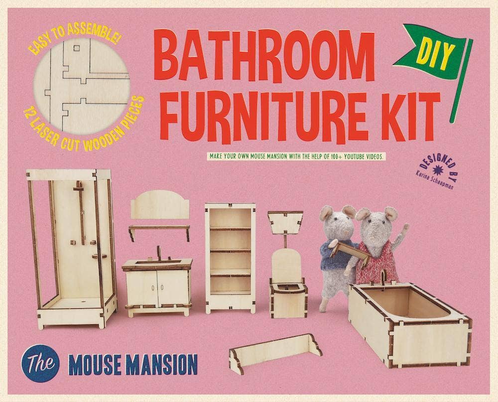Kids DIY Dollhouse Furniture Kit - Bathroom (Scale 1:12)