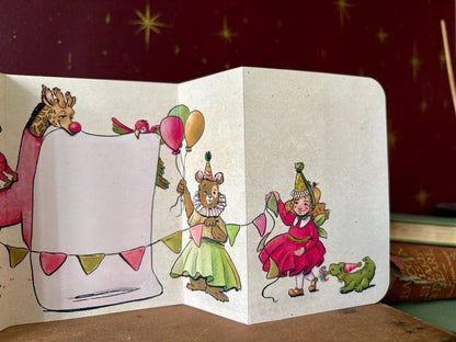 Vintage Inspired Party Animal Kids Birthday Card: Handmade Fold Out Card