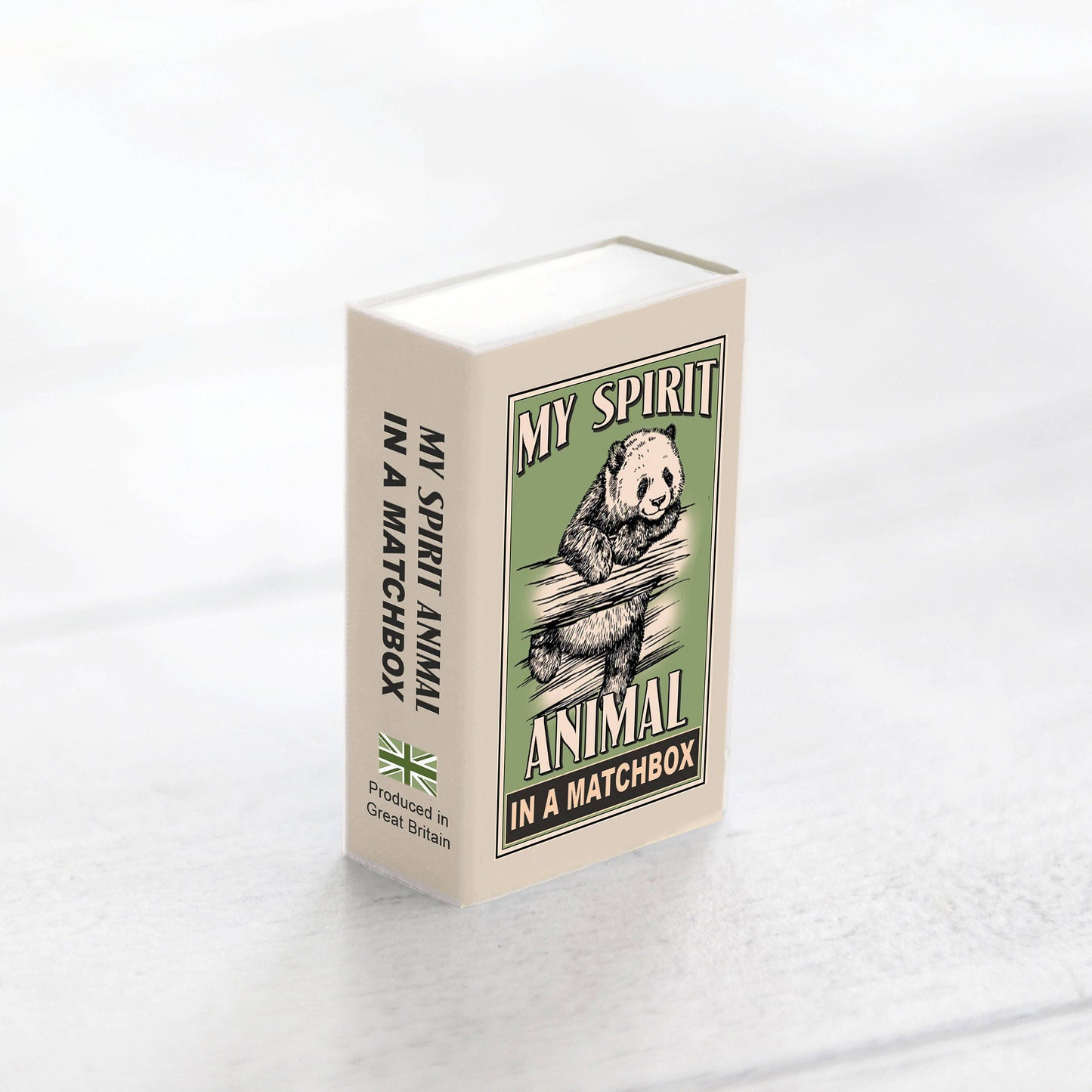 Wool Felt Panda Spirit Animal  In A Matchbox