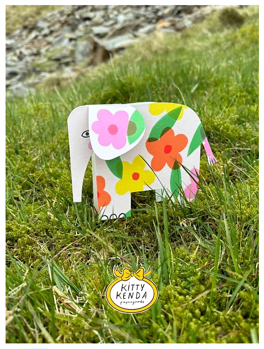 Floral Elephant A6 Standing Luxury Eco Card