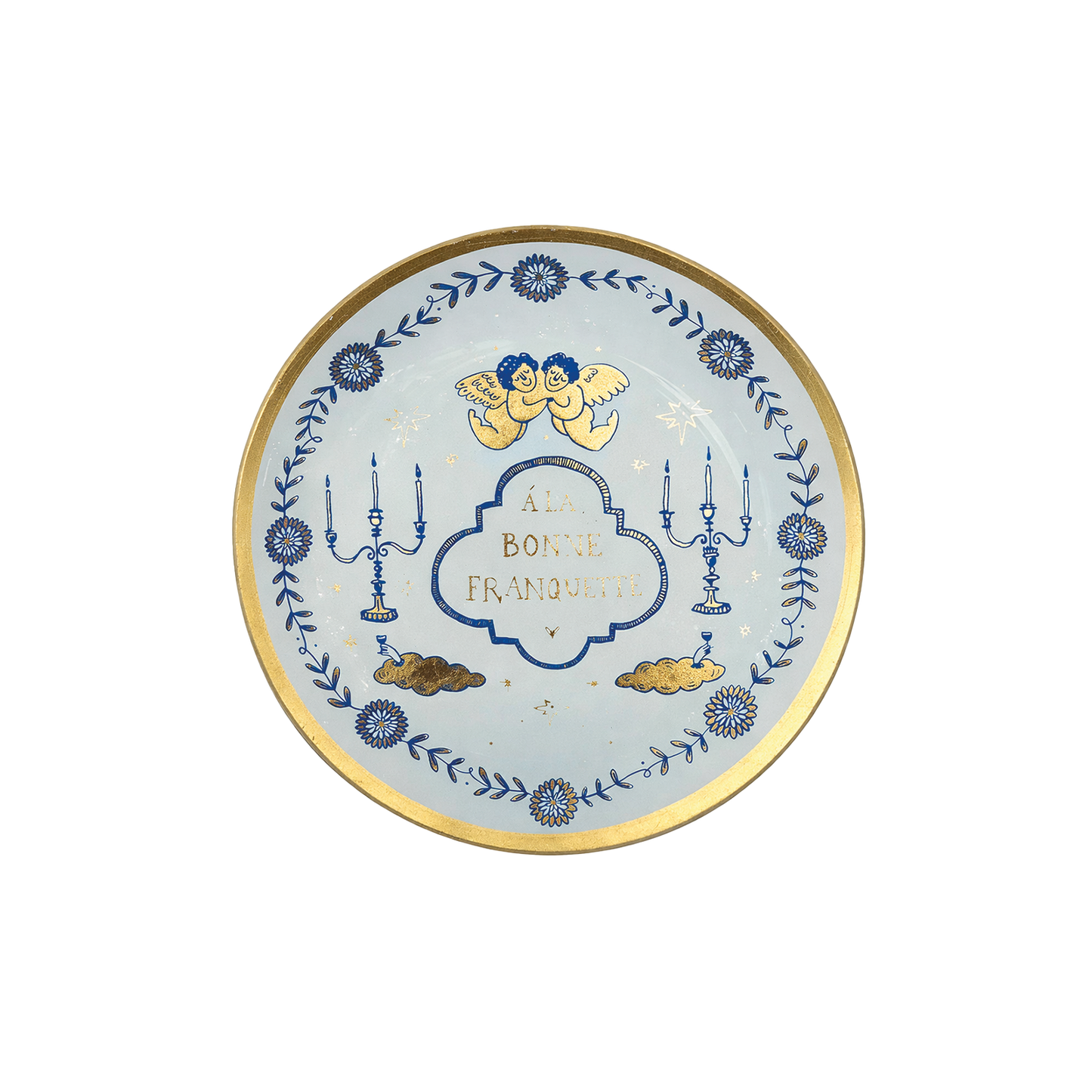 Small blue glass gourmet plate D15 H1.2 cm