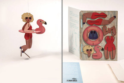 3D puzzle bathing beauty greeting card.